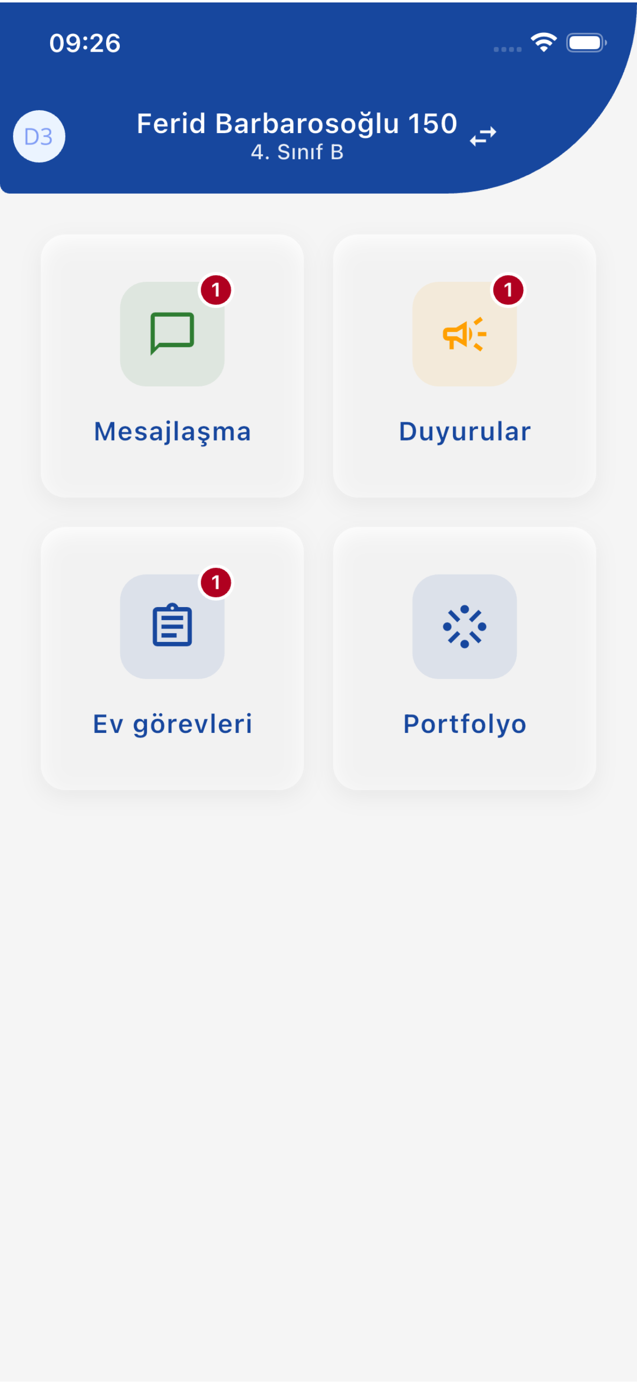 Veli ana ekranı