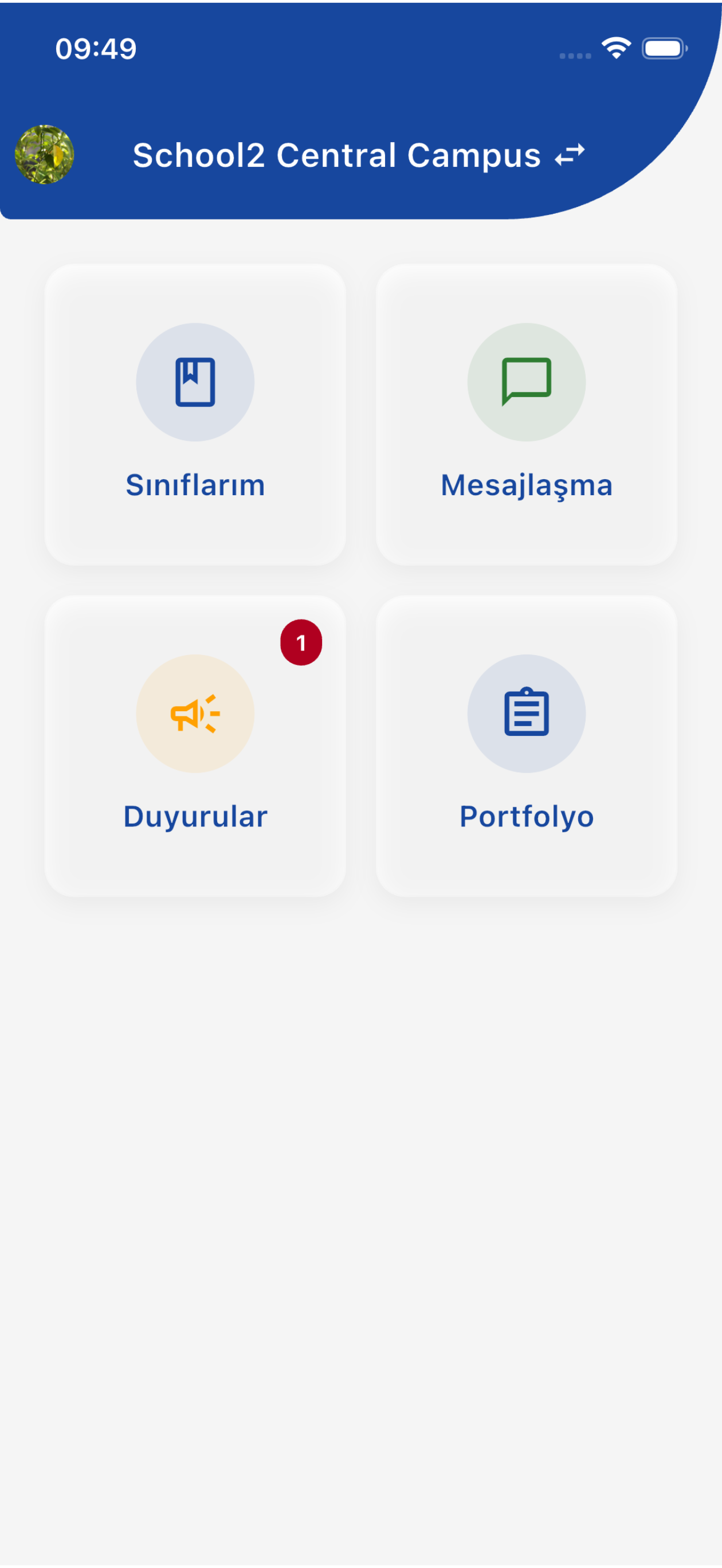 Öğretmen ana ekranı