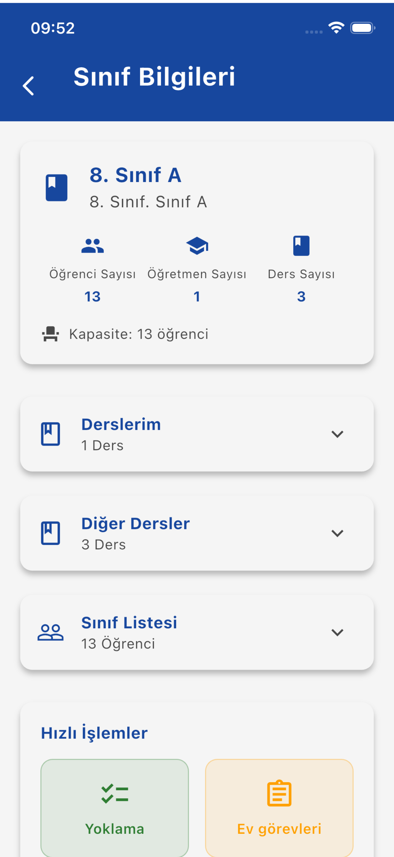 Sınıf detayı